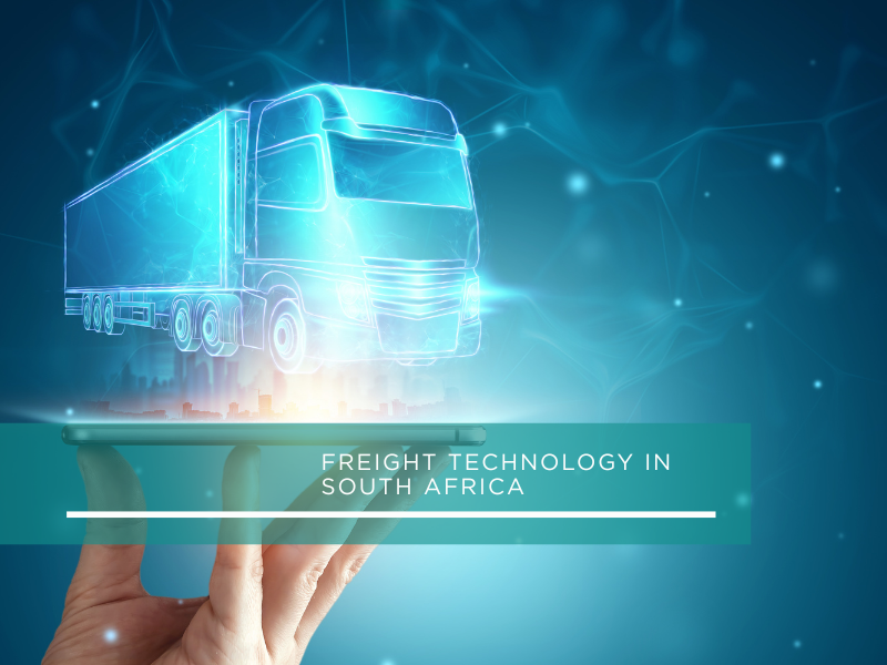 Glowing GPS navigation screen casting teal light inside a dark truck cab at night, representing freight technology in South Africa