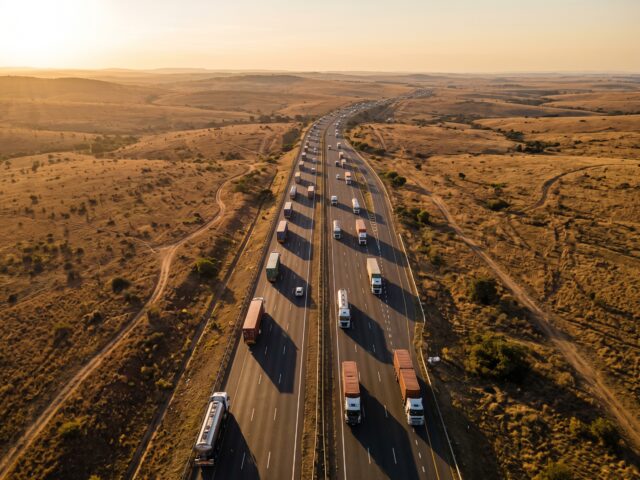 LMC Express - Aerial Drone Shot - Truck Fleet