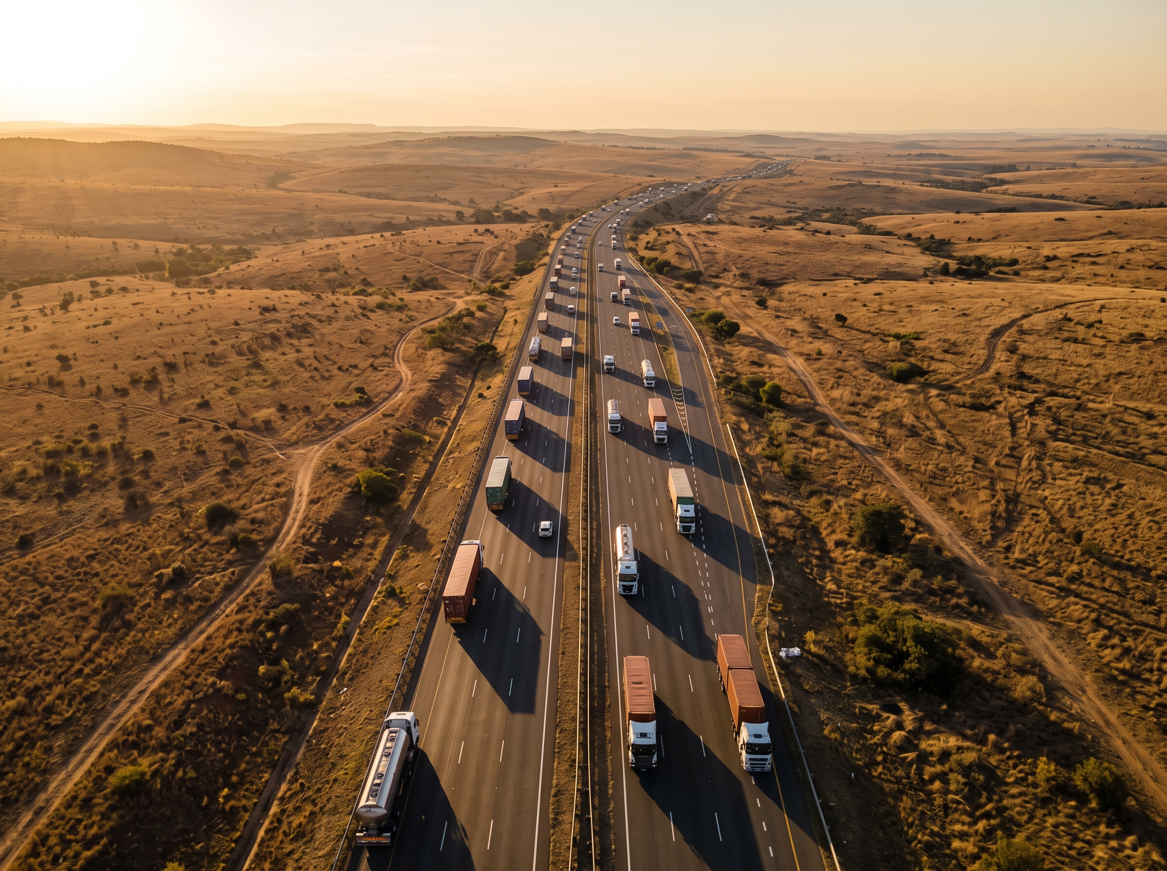 LMC Express - Aerial Drone Shot - Truck Fleet
